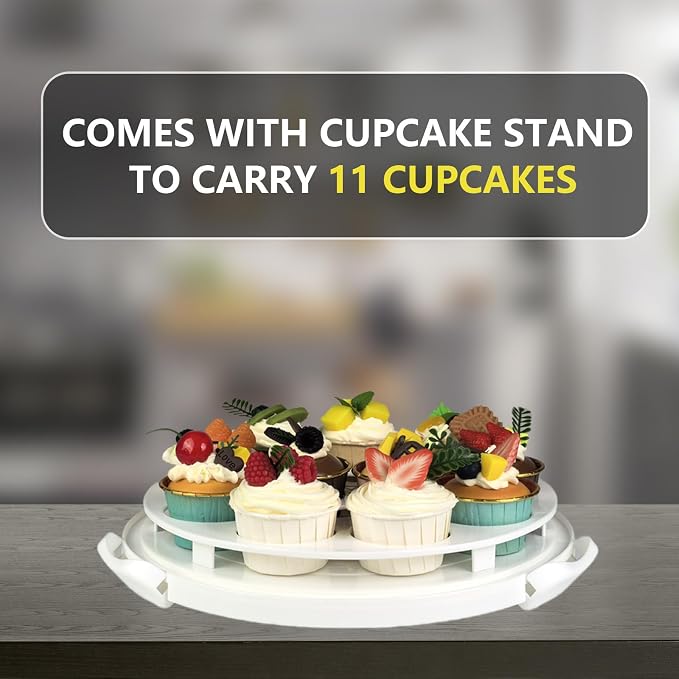 TMRIOPELP Tall Cake Carrier with Lid and Handle Insulated Cake Container Cake Transport Carrier Ideal for Pies Cupcakes and Pastries Perfect for Safe and Secure Cake Delivery (Green, 10 inch) - Image 6