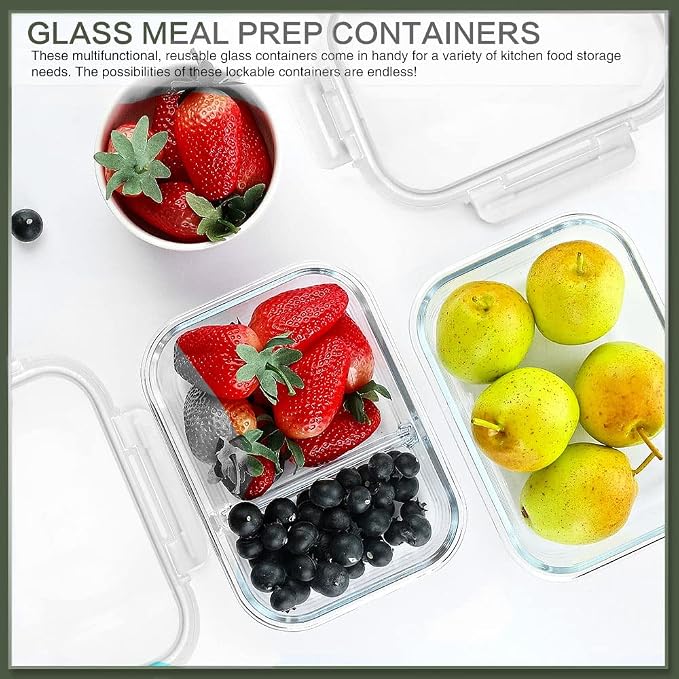 10 Packs 30 oz Glass Meal Prep Containers,Glass Food Storage Containers with Lids,Airtight Lunch Bento Boxes,Microwave, Oven, Freezer and Dishwasher,White - Image 6