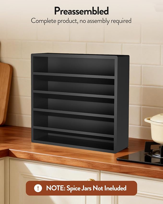 Orimade 4 Tier Spice Rack Organizer for Cabinet, Freestanding Bamboo Seasoning Rack for Countertop, Cupboard, Pantry, Kitchen, 13.18 x 4.13 x 12.2 inches(Spice Jars Not Included), Black - Image 9