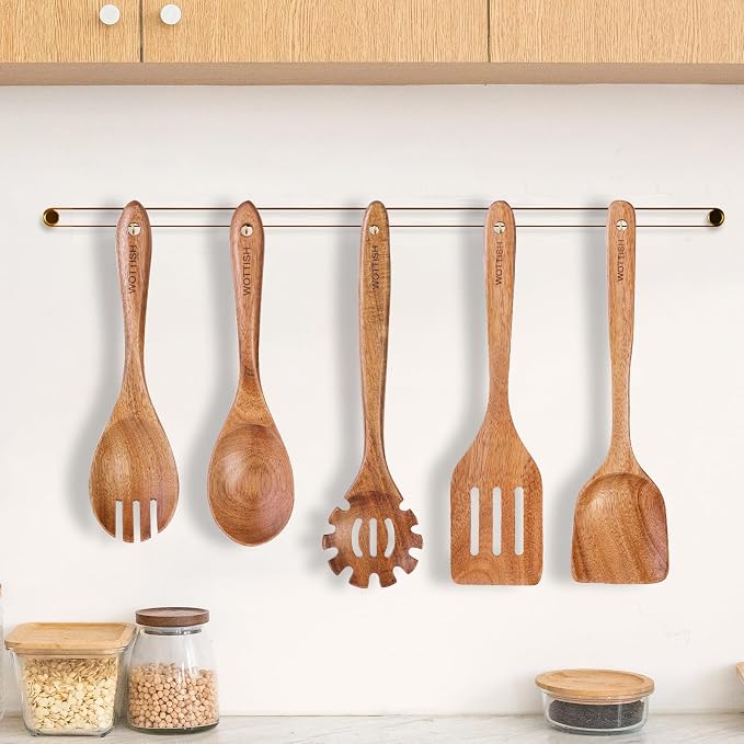 Wooden Kitchen Utensil Set - Natural Solid Wood Spoons, Non-Toxic, Heat Resistant, Non-Scratch and Easy to Clean (A05) - Image 8