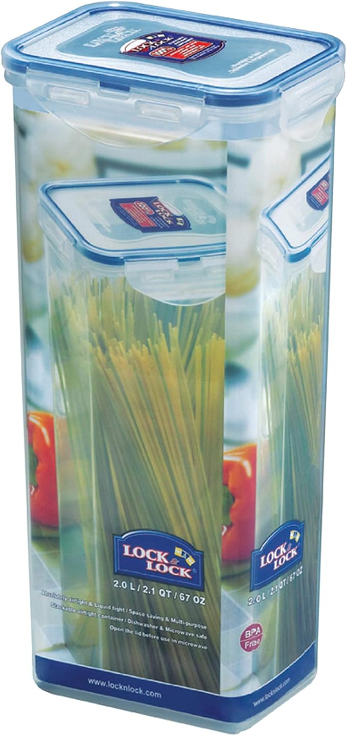 LocknLock Easy Essentials Pantry Airtight Rectangular Tall Food Storage Container, Pasta Box 68-oz/ 8.5-cup (Pack of 2) - Image 11