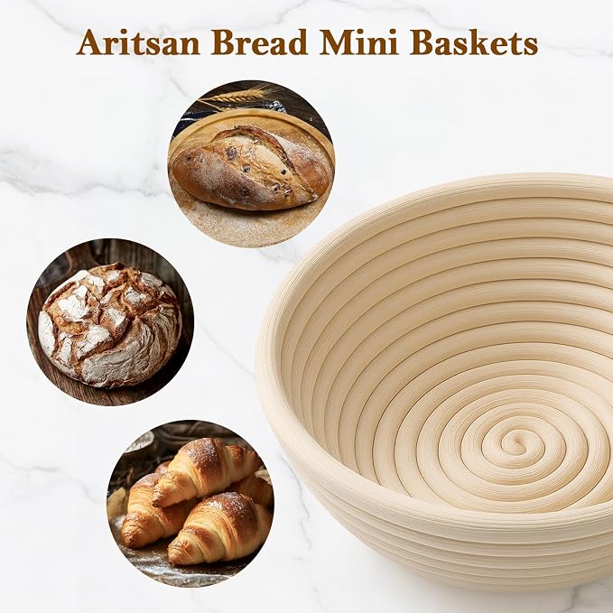6 Pack 5 Inch Mini Banneton Bread Proofing Basket, Mini Sourdough Baking Supplies, Small Banneton Proofing Baskets for Artisan Bread Baking and Dough Rising - Image 9