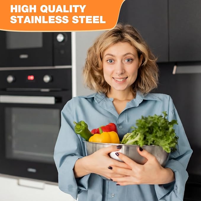 Stainless Steel Mixing Bowls Set - 5-piece Polished Mirror Nesting Bowls 1.25, 2.75, 4.25, 6.25, 8 Quart Thickened Material Ideal for Kitchen, Cooking, Baking and Storage, Deep - Image 7
