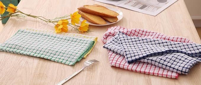 Kitinjoy Cotton 12 Pack Terry Kitchen Towels, Blue | 16 x 25 Inches Super Soft and Absorbent Dish Towels, Quick Drying hand towels for kitchen Drying - Image 8