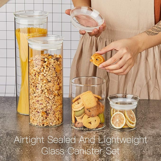 ZENS 27oz Glass Jars with Airtight Lid Set of 2, Clear Glass Storage Containers, Glass Kitchen Canisters with Airtight Lids, Coffee Jars for Brown Sugar, Pantry Organization | Thick Borosilicate Glass Canisters with Airtight Lids for Herbs, Thick Boros... - Image 7