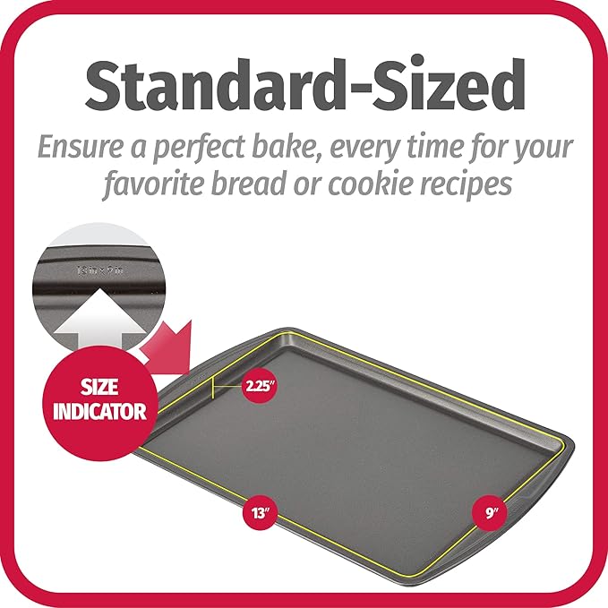GoodCook Everyday Baking Sheet Set Nonstick Carbon Steel Standard-Sized Cookie Sheets for Even Baking, Bakeware Set Includes 3 Pans with Scratch-Resistant Finish, 13x9-Inch, Gray - Image 6
