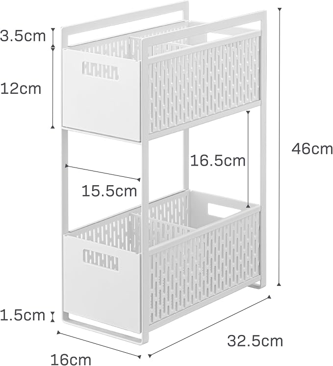 YAMAZAKI Home 2-Tier Storage Basket, Under-Sink Storage, ABS Plastic, Black | Two-tier sliding baskets organizer rack designed for pantry or under-sink storage. Sturdy organization. - Image 9