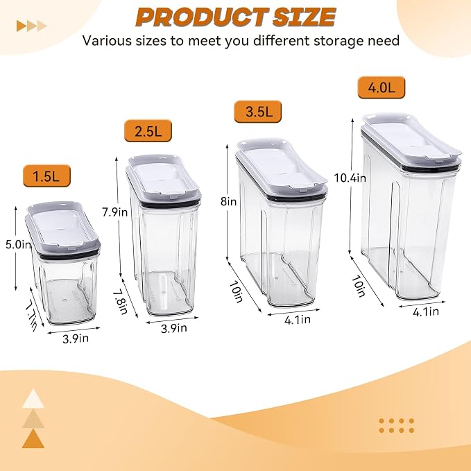 Cereal Containers Storage Set, Airtight Food Storage Container with Lid 3.5L,2PCS BPA-FREE Plastic Pantry Organization Canisters for Rice Cereal Flour Sugar Dry Food in Kitchen… - Image 7
