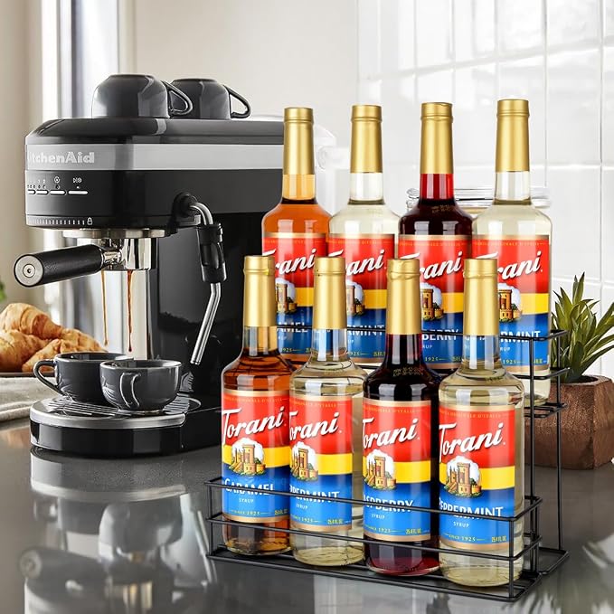 kimilus 8 Bottle Capacity Coffee Syrup Organizer 2 Tier Coffee Syrup Stand Shelf for Coffee Bar Kitchen Small Wine Rack for Bar Family Storage for Syrup Wine Dressing - Image 7