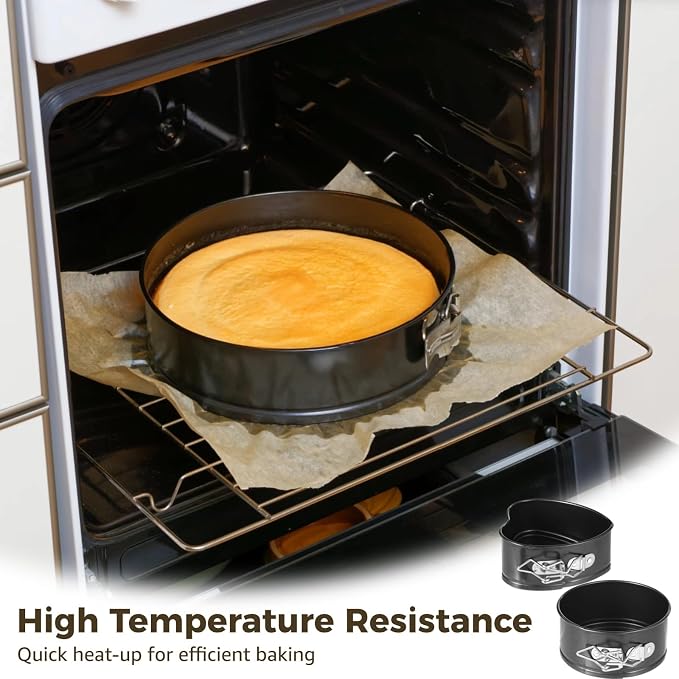 4 Inch Springform Pans, 8 Pcs Mini Springform Pans Set, Spring Form Pan For Cheesecake, 4 Pcs Round & 4 Pcs Heart Shaped Cake Pans, Non-Stick Carbon Steel, Removable Bottom - Image 5