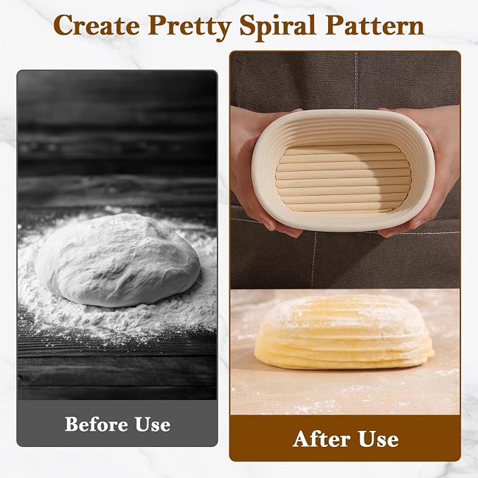 6.5 Inch Banneton Bread Proofing Basket Oval Mini Banneton Basket Set of 6, Small Sourdough Proofing Basket with Liner Rattan Sourdough Baking Supplies for Home Bread Baking - Image 9