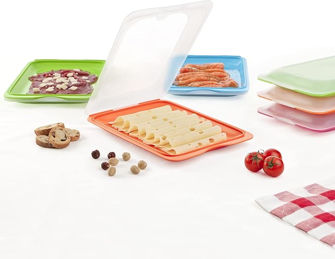 TATAY Set 4 cold meat container, with lid and body removed, in four colours, reusable and stackable, made of BpA-free plastic - Image 6