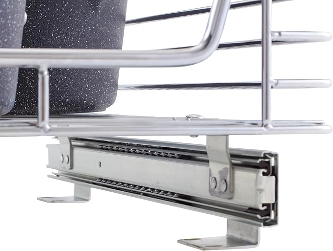 Household Essentials Chrome-Plated Steel Pull-Out Organizer with Artisanal Basket Detailing - Image 11