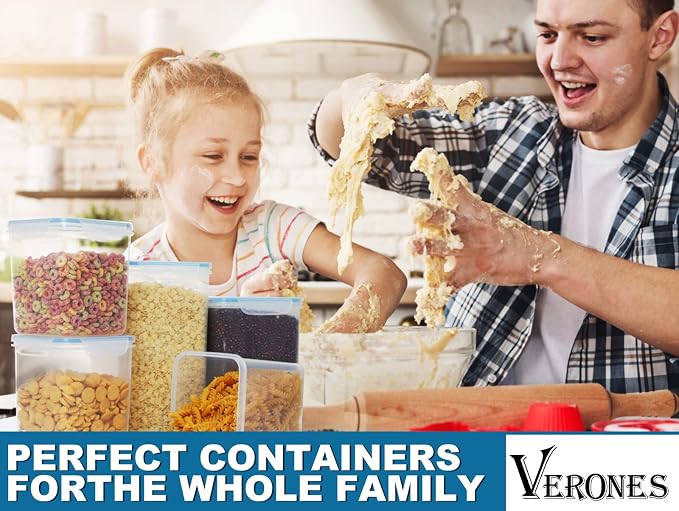 VERONES Large Tall Airtight Food Storage Containers, 10 PACK Containers Set | Plastic Airtight Kitchen & Pantry Organization, Ideal for Flour & Sugar Plastic Canisters with Labels - Image 7