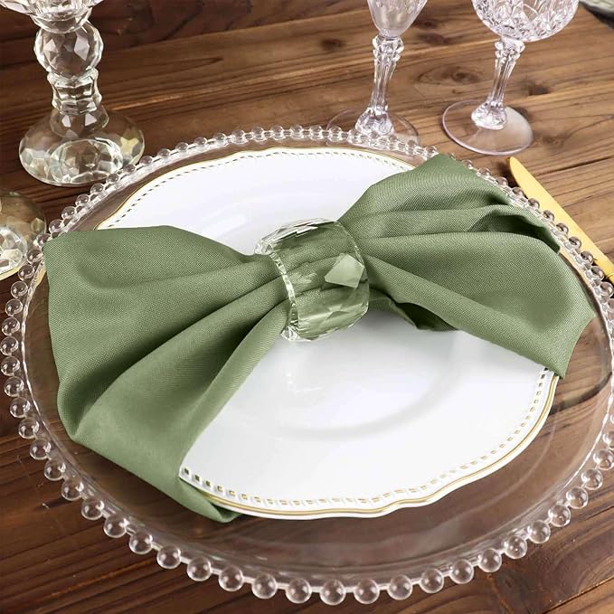Efavormart Premium Cloth Napkins Set of 100, 17x17 Inch Eucalyptus Dusty Sage Seamless Dinner Napkins, Washable Linen Table Napkin Cloth with Hemmed Edges for Weddings, Party and Banquet - Image 9