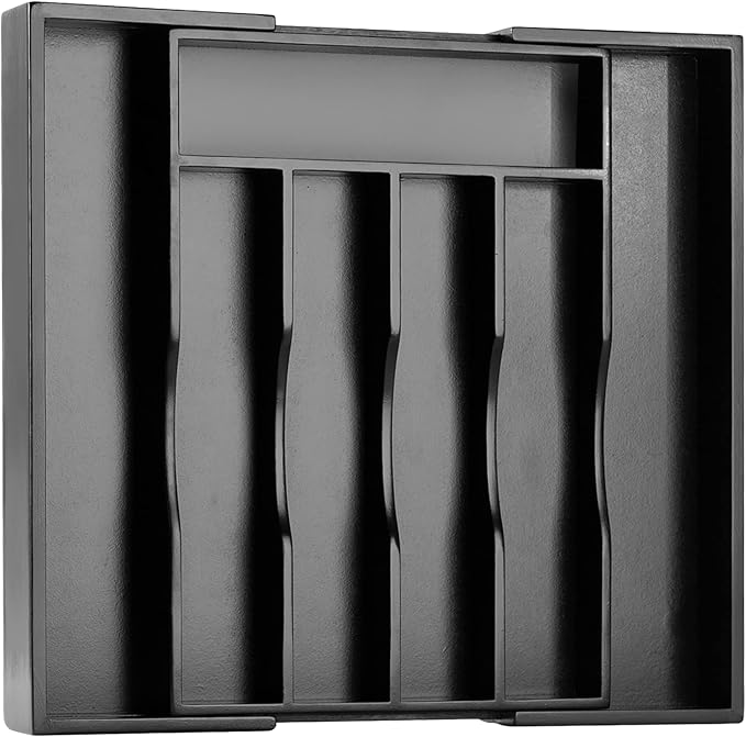 Black Silverware Organizer Kitchen Drawer Organizer Expandable Bamboo Utensil Holder Cutlery Tray for Kitchen Utensil and Flatware Bedroom Office - Image 8