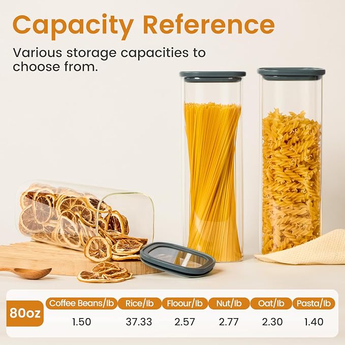 Glass Storage Jars with Lids, 2.5 Qt 3 Pack | Borosilicate Glass, Glass Lid, Large Capacity Glass Food Storage for Pasta, Flour, Cereal, Cookies, Nuts, Coffee - Image 7