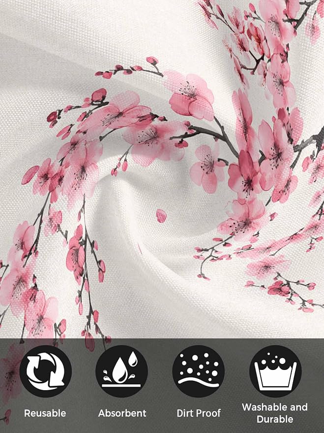 Cherry Blossom Cloth Napkins Set of 6 - Washable Dinner Napkins Reusable Table Napkins for Home Party Weeding Dining Table Setting Decoration, Pink Asian Japanese Burlap Beige Oversized 20"x20" - Image 8