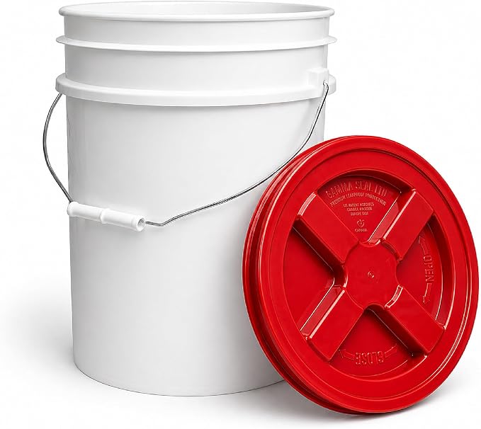 5 Gallon Bucket - Food Grade w/Lid BPA-Free, White/Red, 3 | Airtight Gamma Seal Screw-On Lid, Heavy-Duty 90 Mil HDPE Plastic, Food Safe and Durable Container, Bulk Storage, Made in USA - Image 8