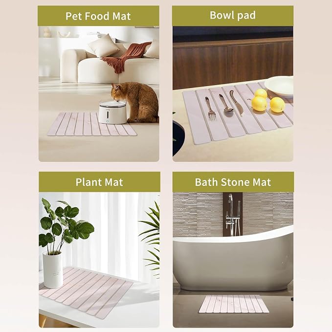 Stone Dish Drying Mat - Large Foldable Marbled Quick Drying Dish Mats With Stone Coasters Set of 4 Collapsible Ultra Absorbent Diatomaceous Earth Mats for Kitchen Counter Bathroom (Pink) - Image 8