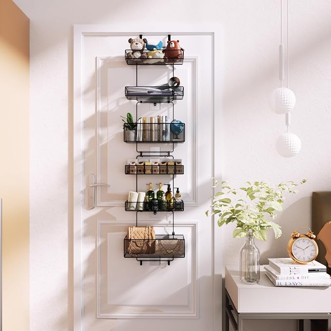 HapiRm Over Door Organizer Storage - Separable Door Organizer Hanging with 6 Metal Large Capacity Baskets for Bathroom Bedroom Kitchen Pantry Closet (Black) - Image 8