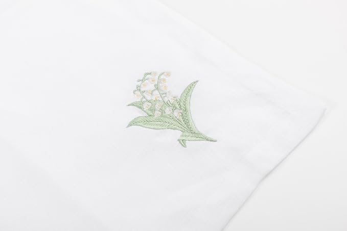 White Linen Napkins Set of 4-100% Pure Linen Embroidered Dinner Napkins 19 x 19 Inch for Spring, Summer Memorial Day - Botanical Embroidery (Lily Garden Collection) - Image 6