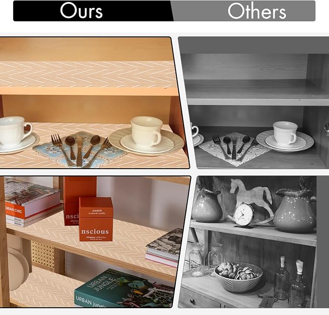 Cooyes Shelf and Drawer Liner for Kitchen Cabinets – Non-Adhesive, Waterproof, Non-Slip Cabinet Liners for Scratch Protection, Desk, Refrigerator, Shelves, Drawers with Modern Pattern - Image 8