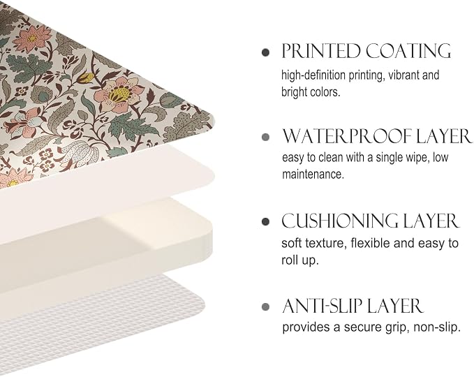 Vinyl Waterproof Placemats Set of 6 Rectangular,12"*17"-Hazel B | Wipeable Beautiful Print Place Mats,Stain Resistant,Heat Resistant,Everyday Meals,Kitchen,Dinning,Holiday,Decor - Image 8