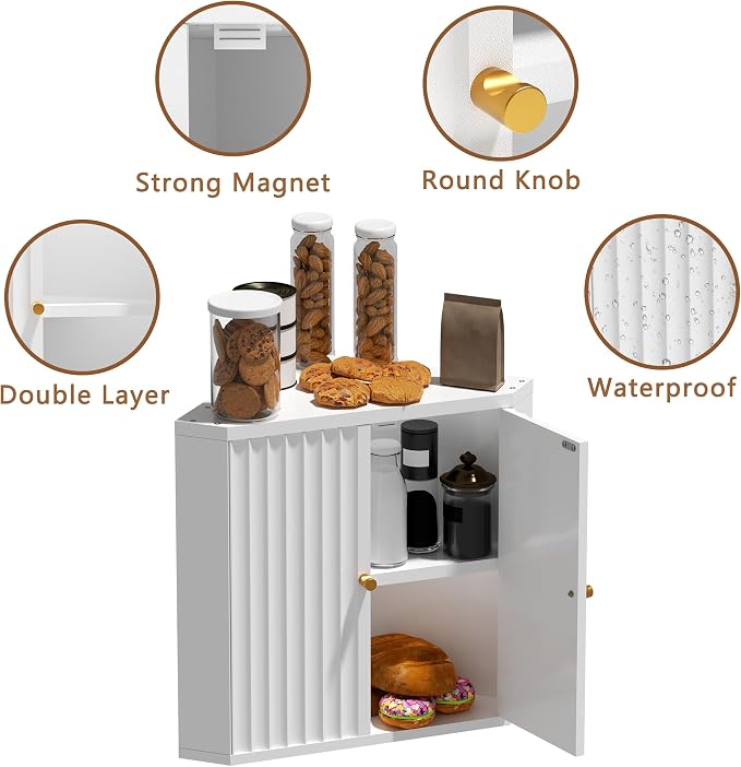 White Corner bread box for kitchen countertop, Large Bread White Bread Box, Vintage corner bread box for kitchen countertop, Under Cabinet Organizer fluted - Image 7