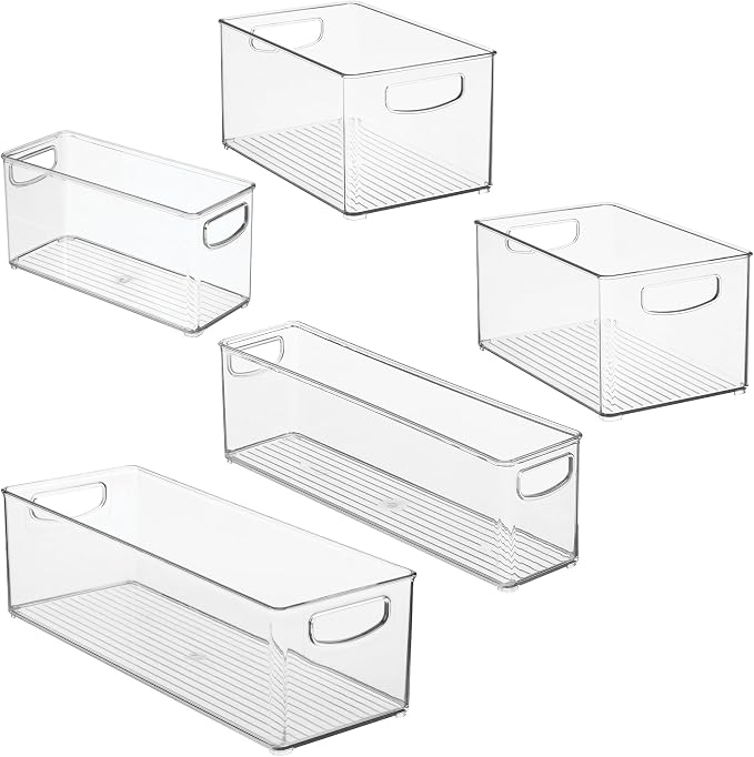 iDesign Stackable Pantry Bins with Handles, 4 Different Sizes, 5 Pack, Clear, Made in USA - Image 9