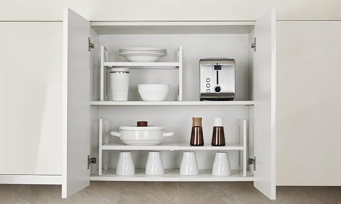 Nxconsu Kitchen Cabinet Shelf Organizers, Countertop Riser, 10.5" 1 Pack | Expandable Metal Shelf Holds 50lbs with 5 Adjustable Height Levels for Kitchen Cabinet Cupboard Pantry Countertop - Image 7