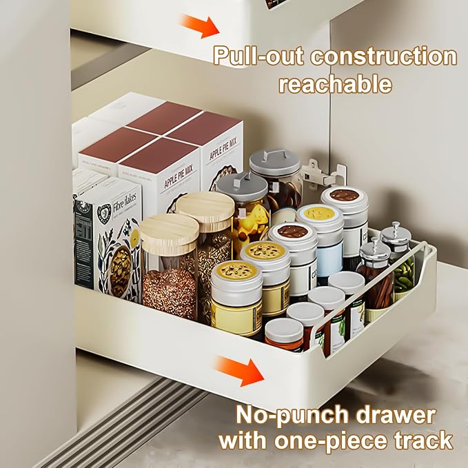 Pull Out Cabinet Organizer Fixed with Adhesive Nano Film, Heavy Duty Slide Out Pantry Shelves, Sliding Drawer Pantry Shelf for Kitchen, Living Room, Home,12.2" W x16.9 D x 2.75" H - Image 7