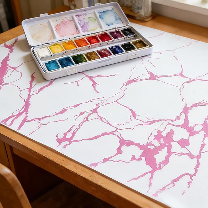 Pink Marble Pattern Shelf Liner, Non-Adhesive Non-Slip Thickened | Drawer Liner, Easy to Clean for Kitchen Cabinets, Tool Box, Refrigerator, Includes Knife & Tape Measure.12×236.2in - Image 7