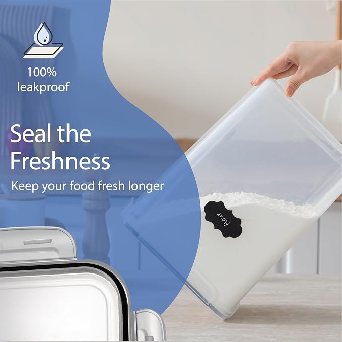Chef's Path Airtight Food Storage Containers with Measuring Cups, Set of 2, 9.5L, 320Oz, Spacious, Leakproof Design Pantry Canisters for Flour, Sugar, and Bulk Food Storage - Transparent - Image 7