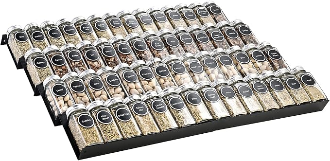 Metal Spice Rack Tray - Spice Drawer Organizer for Kitchen Cabinets Storage and Organization (Jars Not Included) - Image 7