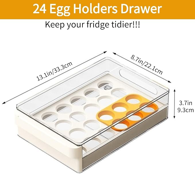 Egg Storage Container - BPA Free Refrigerator Organizer Bins, Stackable Egg Holder, 24 Egg Tray, Clear Egg Drawer - Image 6