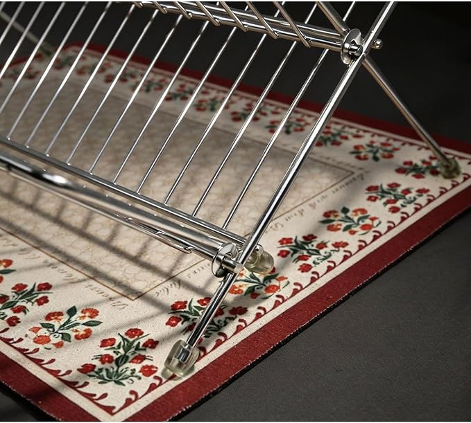 Stainless Steel Foldable Dish Drying Rack, 2 Tier Collapsible Kitchen Rack for Counter - Image 5