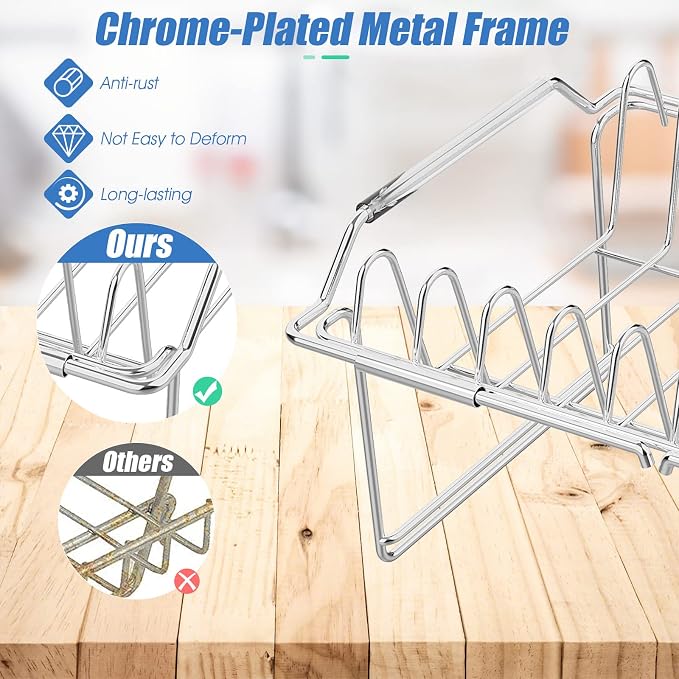 Giantex Dish Drying Rack, 2-Tier Dish Rack with Drainboard and Adjustable Swivel Spout, Large Dish Drainer with Cutting Board Holder, Utensil Holder, Knife Holder and Cup Holder for Kitchen Counter - Image 9
