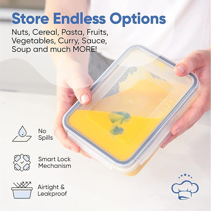 Chef's Path 72 Piece Airtight Food Storage Containers with Lids, 36 Containers and Lids, Stackable Kitchen and Pantry Canisters for Meal Prep and Food Storage - Transparent - Image 7
