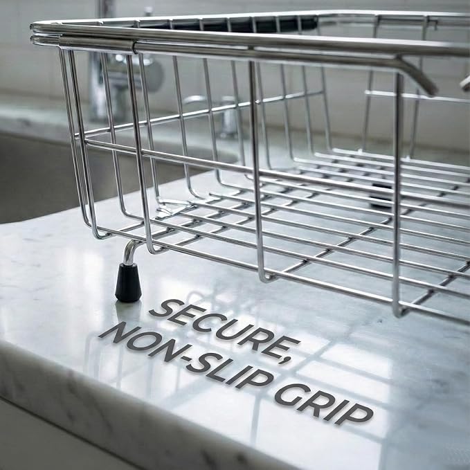 Thickened and Deepened Dish Drying Rack in Sink, Expandable Stainless Steel Dish Drainer with Tray for Kitchen Counter (16x11) - Image 8