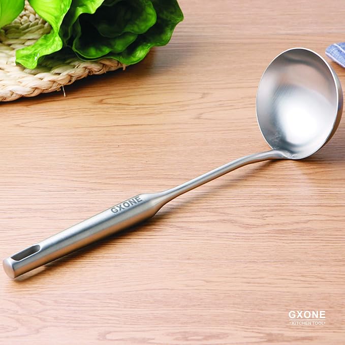 Soup Ladle,304 Stainless Steel Cooking Ladle with Long Handle,3.9 Inch | Large soup ladle,cooking spoon for wok,for serving soups and stew - Image 5