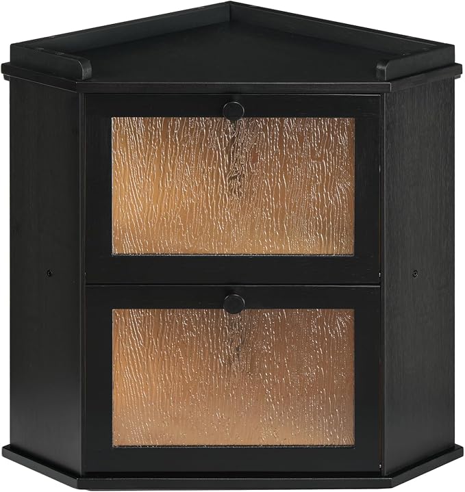 HOOBRO Bread Box, Corner Bread Box for Kitchen Countertop, 2-Tier Bamboo Bread Box, Food Storage Box, Bread Storage Container with Shelf, Bread Bin for Kitchen, Dining Room, Black BK19MB01 - Image 8