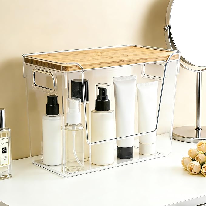 2 Set Potato And Onion Storage Bins with Bamboo Lid, Clear | Stackable Pantry Organizers And Storage, Front Open Fruit And Vegetable Storage, Kitchen Counter Storage, Fruit Basket - Image 8