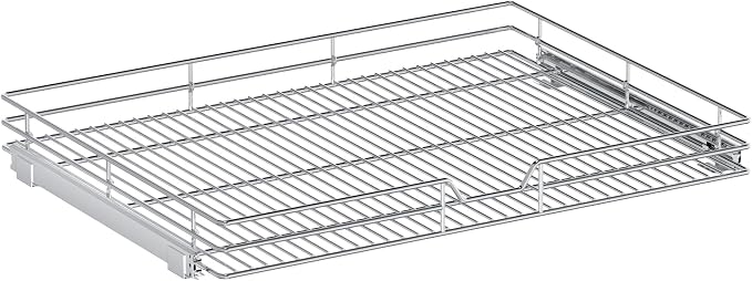 Pull Out Cabinet Organizer, 30" W x 21.5" D, Heavy Duty Chrome Slide Out Shelf for Wide Base Cabinets, Sliding Wire Basket Drawer for Pots, Pans, Appliances & Pantry Storage - Image 9