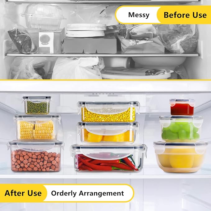 34 PCS Food Storage Containers Set with Airtight Lids (17 Lids &17 Containers) - BPA-Free Plastic Food Container for Kitchen Storage Organization, Fruit Meal-prep Containers with Labels & Marker - Image 8
