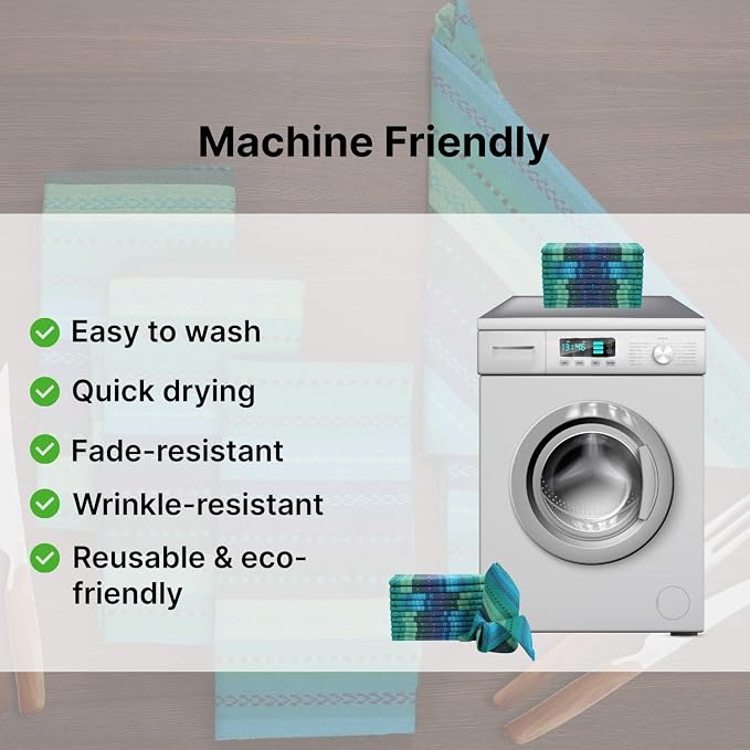 LFH Home Cotton Rich Cloth Salsa Napkin Set of 12 Washable Soft Durable Striped Table Napkins for Dining Wedding, Daily Use Reusable Eco-Friendly Fabric Napkins (18x18)-Teal Thanks Giving - Image 7