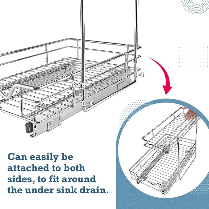 HOLDN’ STORAGE Under Sink Organizers and Storage, 11" W x 21" D x 15" H | 2-Tier Under-Sink Organizer, Full-Extension Slides, Keeps Cleaning Supplies, Bottles & Essentials Easy To Reach - Image 6