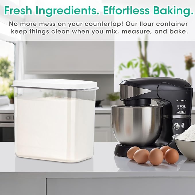 TBMax Large Rice Container 25 Lbs with Easy-Carrying Handles -12.7 Qt Flour Storage Container with Pop Up Lid & Hanging Hooks for Cleaner Use, Airtight Food Storage Bin for Kitchen Organization - Image 7