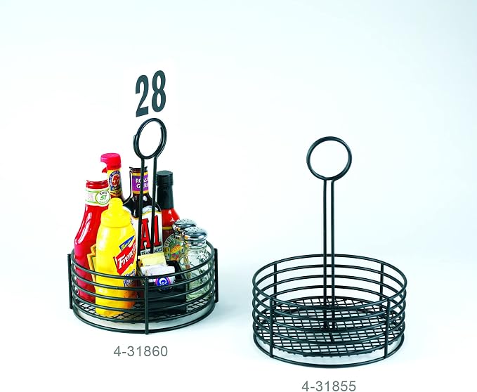 G.E.T. 4-31855 Black Round Stainless Steel Condiment Caddy Iron Polyethylene Coated Table Caddies Collection (Case of 12) - Image 5