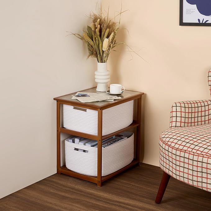 MiniArk Large Storage Baskets for Shelves, 17 x 13 x 7.5” Closet Organizers Bins for Clothes Blanket Towels, Baby Nursery, Toy Baskets Box, Woven Rope Baskets, 2 Packs Off White - Image 8